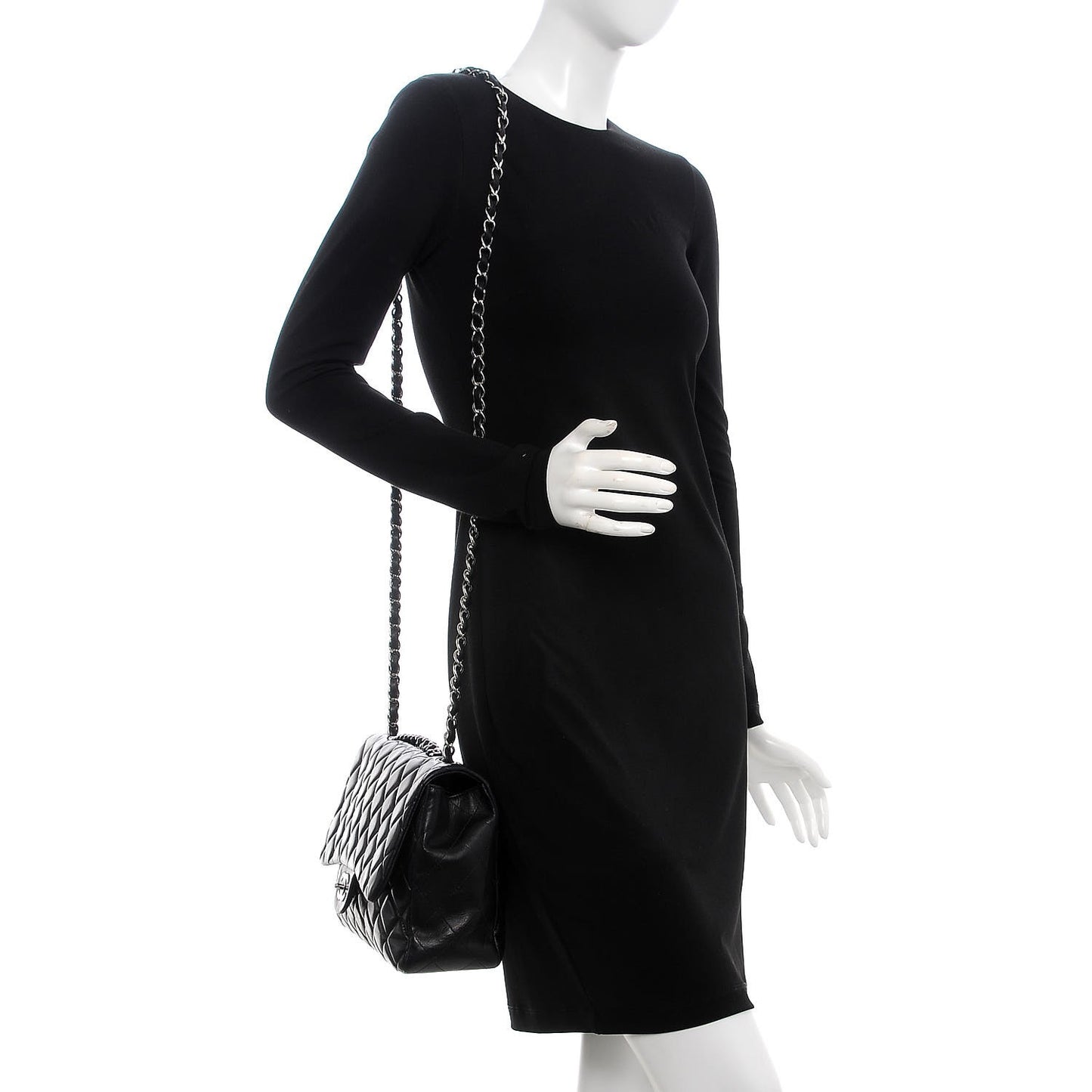 Lambskin Quilted Jumbo Single Flap Black