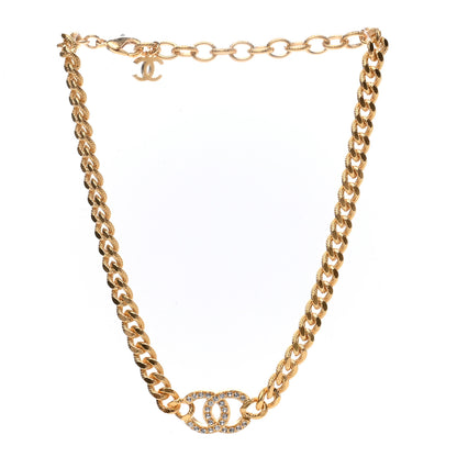 Chanel Crystal Chain Link CC Choker Necklace Gold 3 of 7