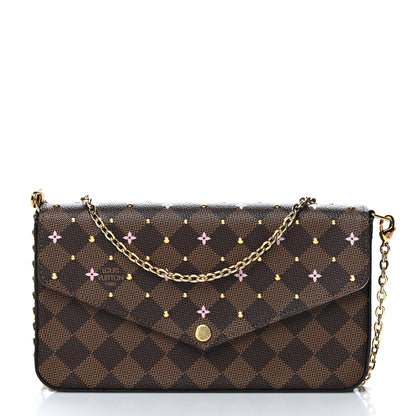 Louis Vuitton Damier Ebene Studded Pochette Felicie Chain Wallet 3 of 12