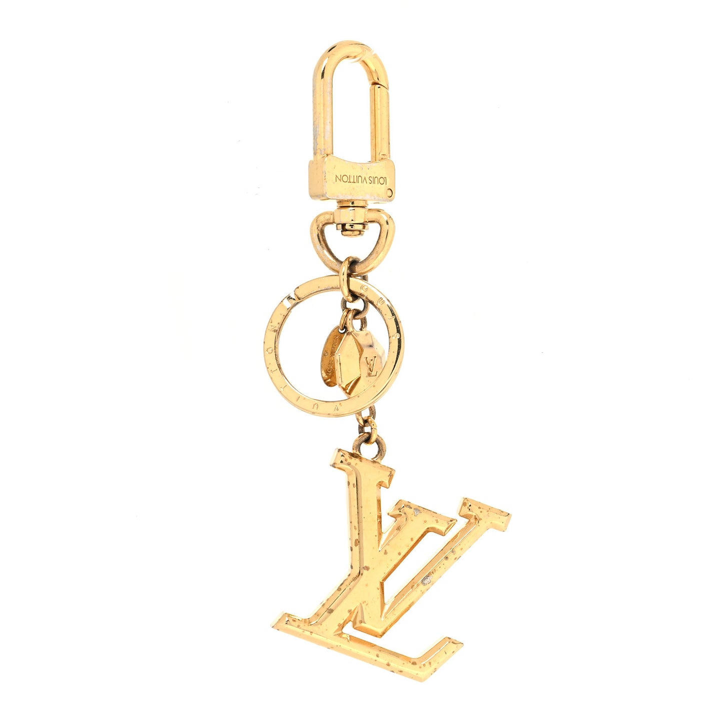 Metal LV Facettes Bag Charm Key Holder Gold