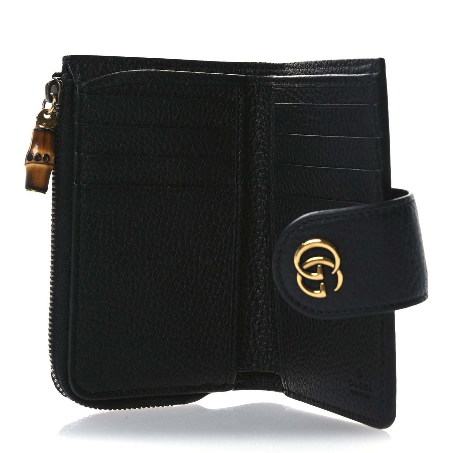 Piuma Calfskin Medium Bamboo Double G Wallet Black
