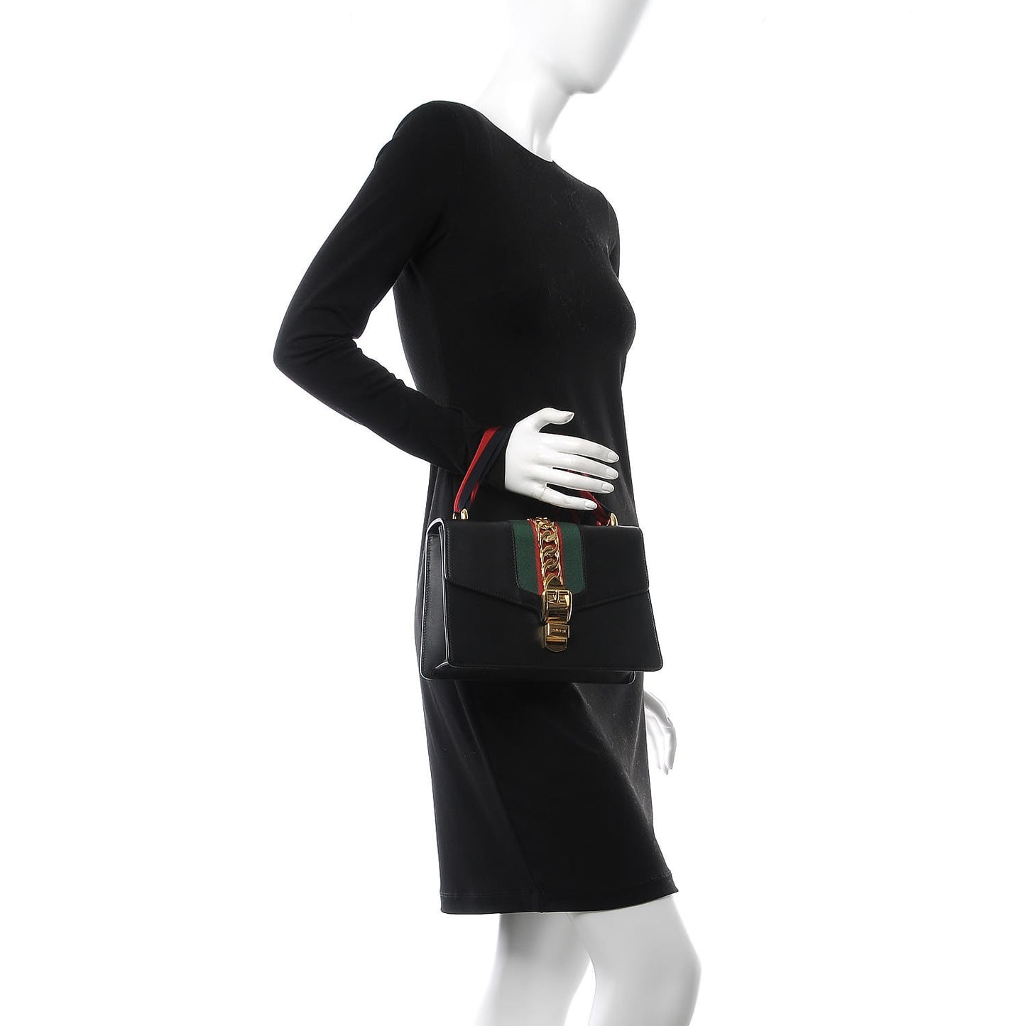 Calfskin Small Sylvie Shoulder Bag Black