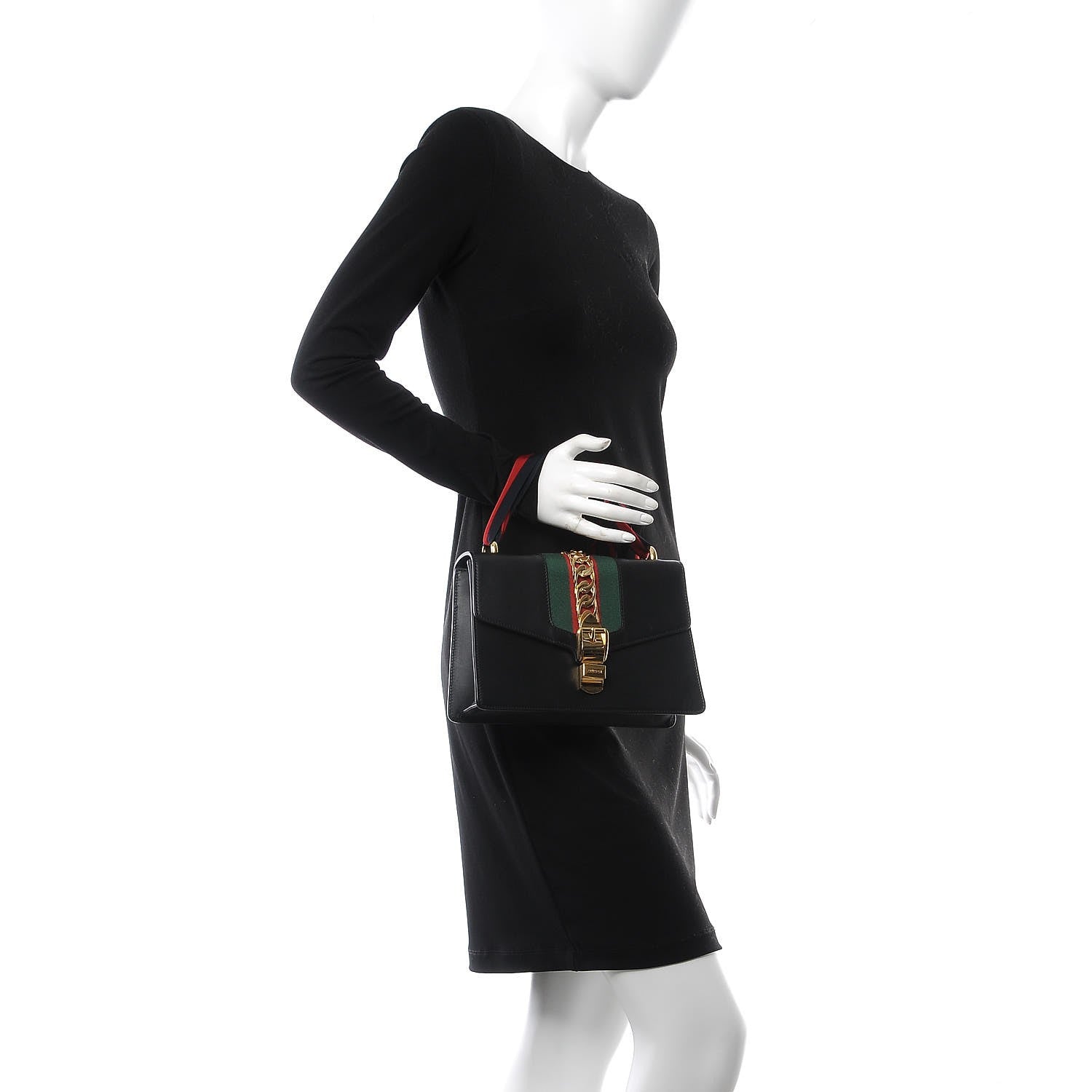 Gucci Calfskin Small Sylvie Shoulder Bag Black 3 of 9
