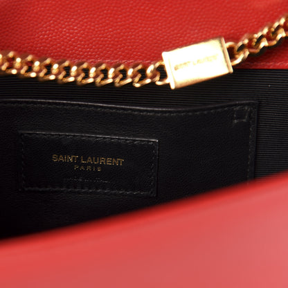 Saint Laurent Grain De Poudre Medium Monogram Kate Satchel Red 5 of 9