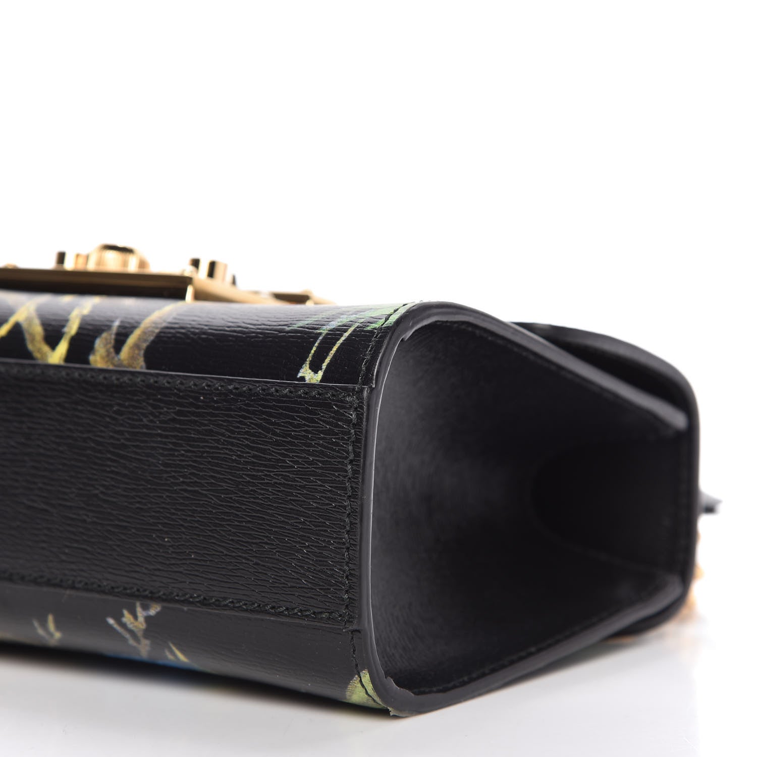 Gucci Calfskin Tropical Print Small Padlock Shoulder Bag Black Multi 8 of 11
