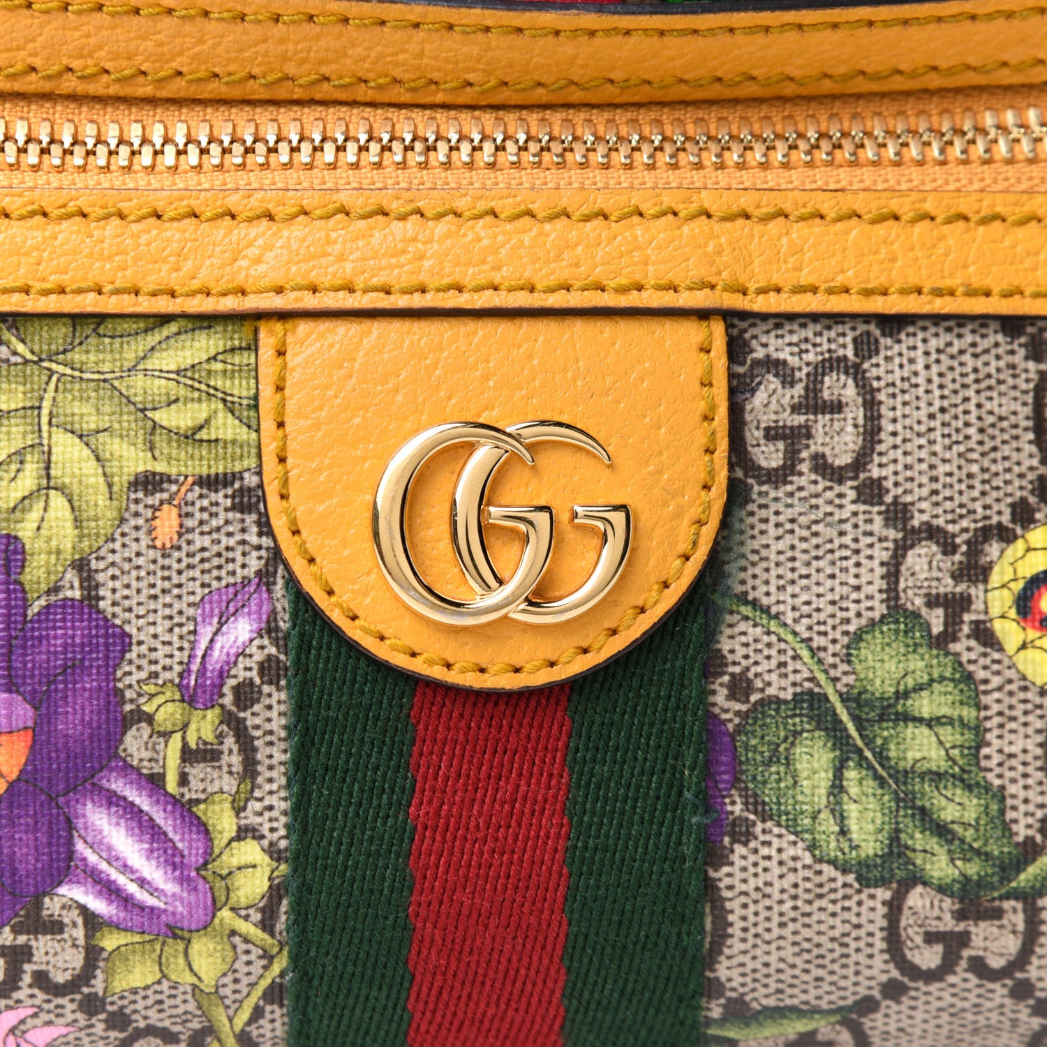 Gucci GG Supreme Monogram Flora Medium Ophidia Belt Bag Beige Multicolor Crop 9 of 13