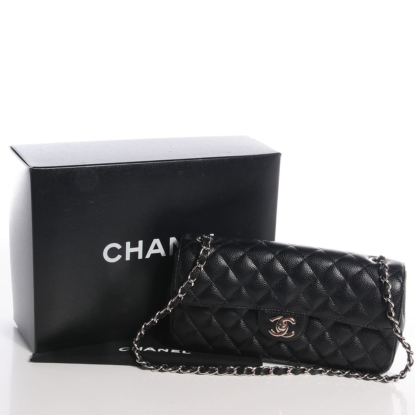 Caviar East West Flap Bag Black