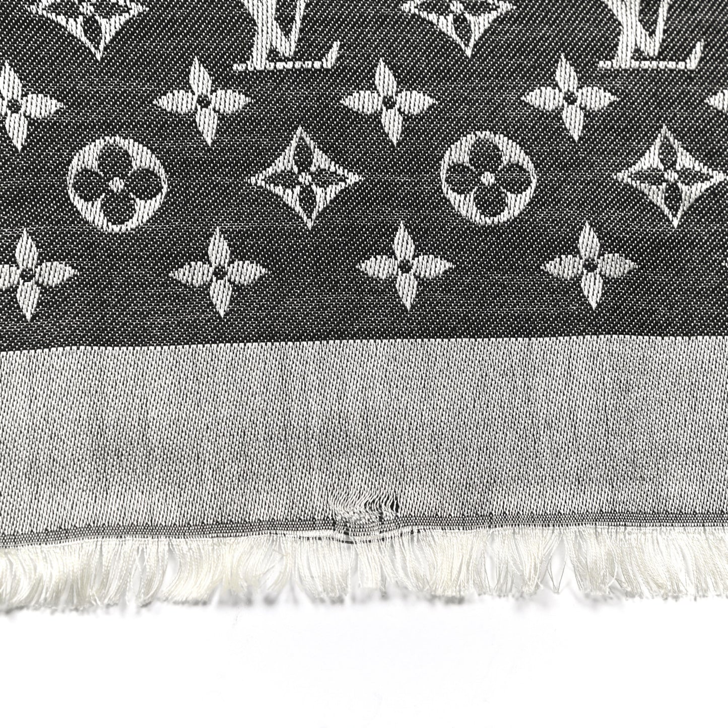 Silk Wool Monogram Denim Shawl Black