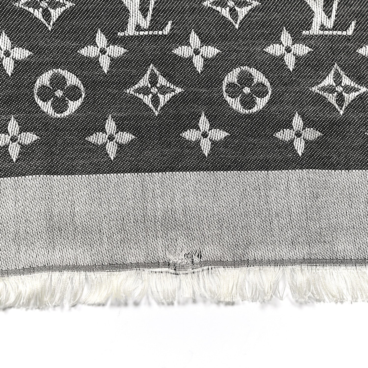 Louis Vuitton Silk Wool Monogram Denim Shawl Black 5 of 5