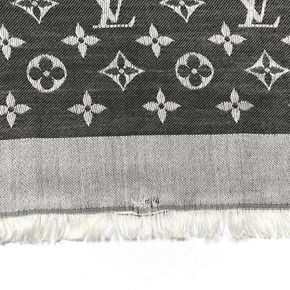 Louis Vuitton Silk Wool Monogram Denim Shawl Black 5 of 5