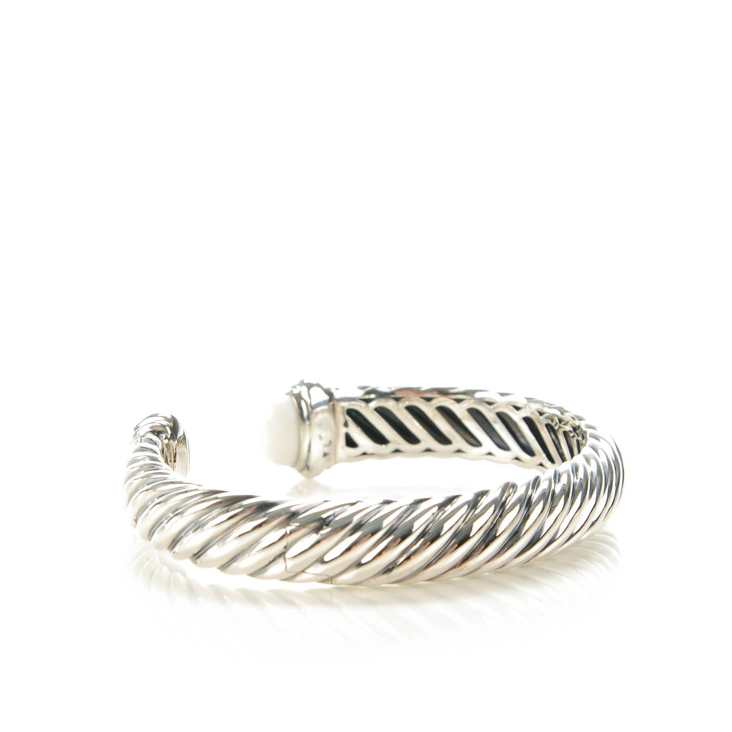 David Yurman Sterling Silver White Agate 10mm Waverly Bracelet 4 of 6