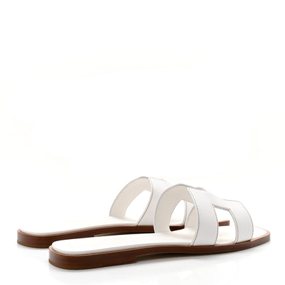 Hermes Box Calfskin Oran Sandals 39 White 4 of 8