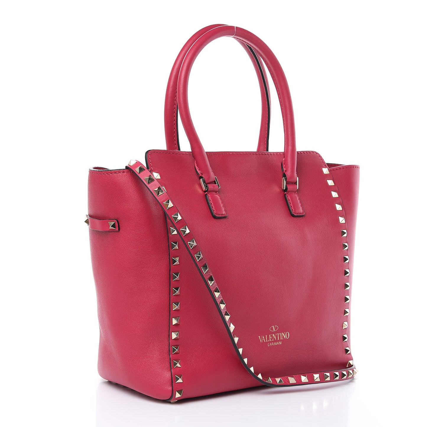 Vitello Rockstud Double Handle Tote Cyclamin
