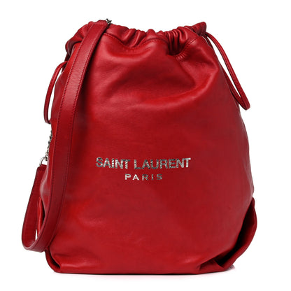 Saint Laurent Lambskin Teddy Drawstring Bag Eros Red 15 of 15