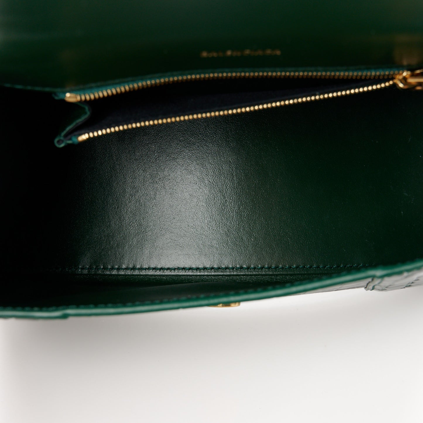 Shiny Calfskin Crocodile Embossed Small Hourglass Top Handle Bag Forest Green