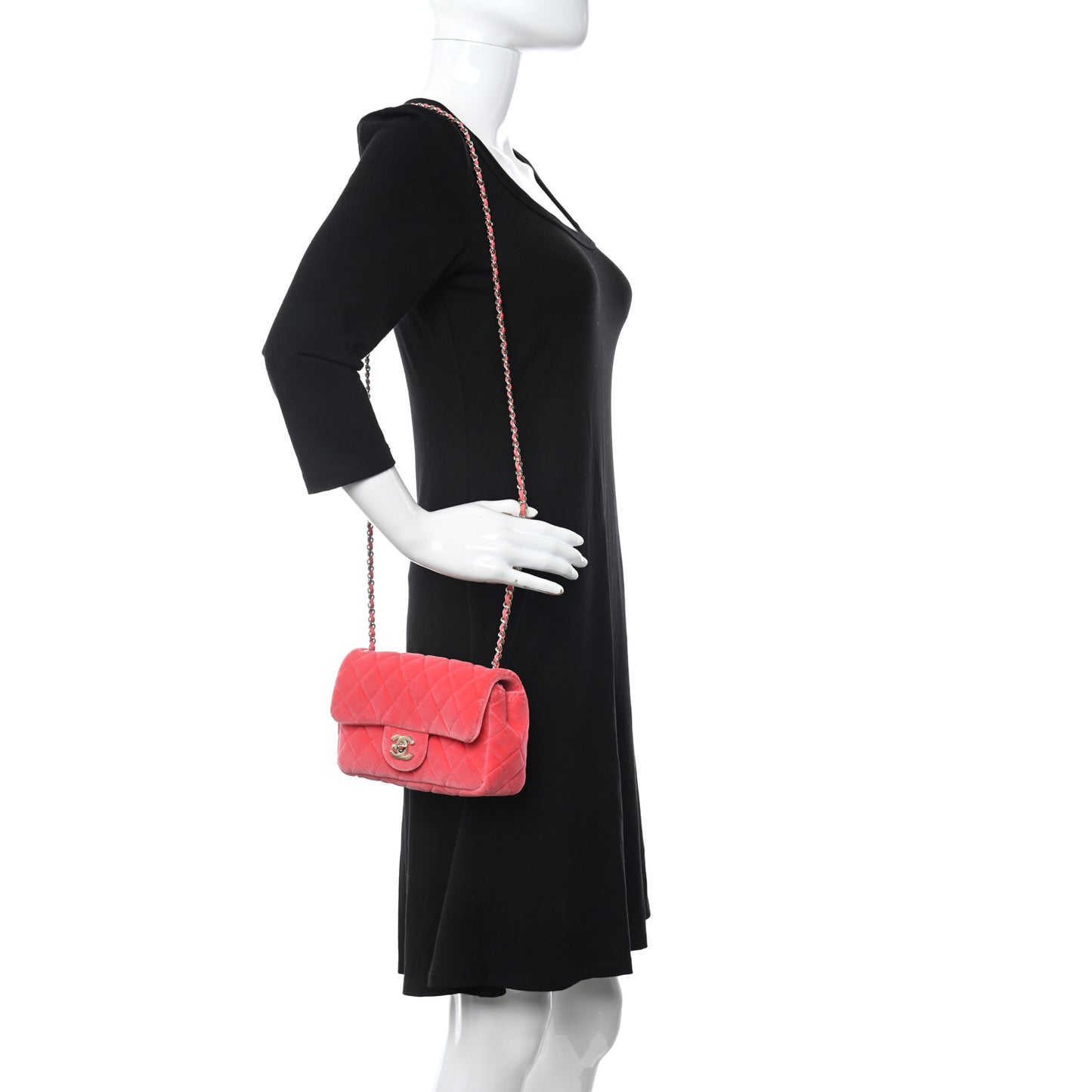 Velvet Quilted Mini Rectangular Pearl Crush Flap Coral