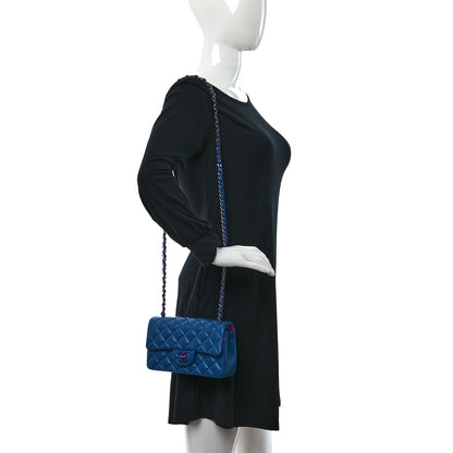 Chanel Lambskin Quilted Mini Rectangular Flap Blue Purple 2 of 13