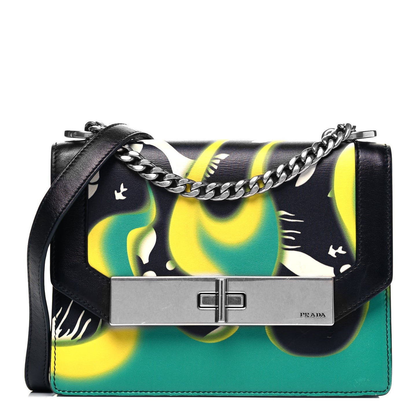 City Calfskin Severine Mermaid Print Flap Black Mango