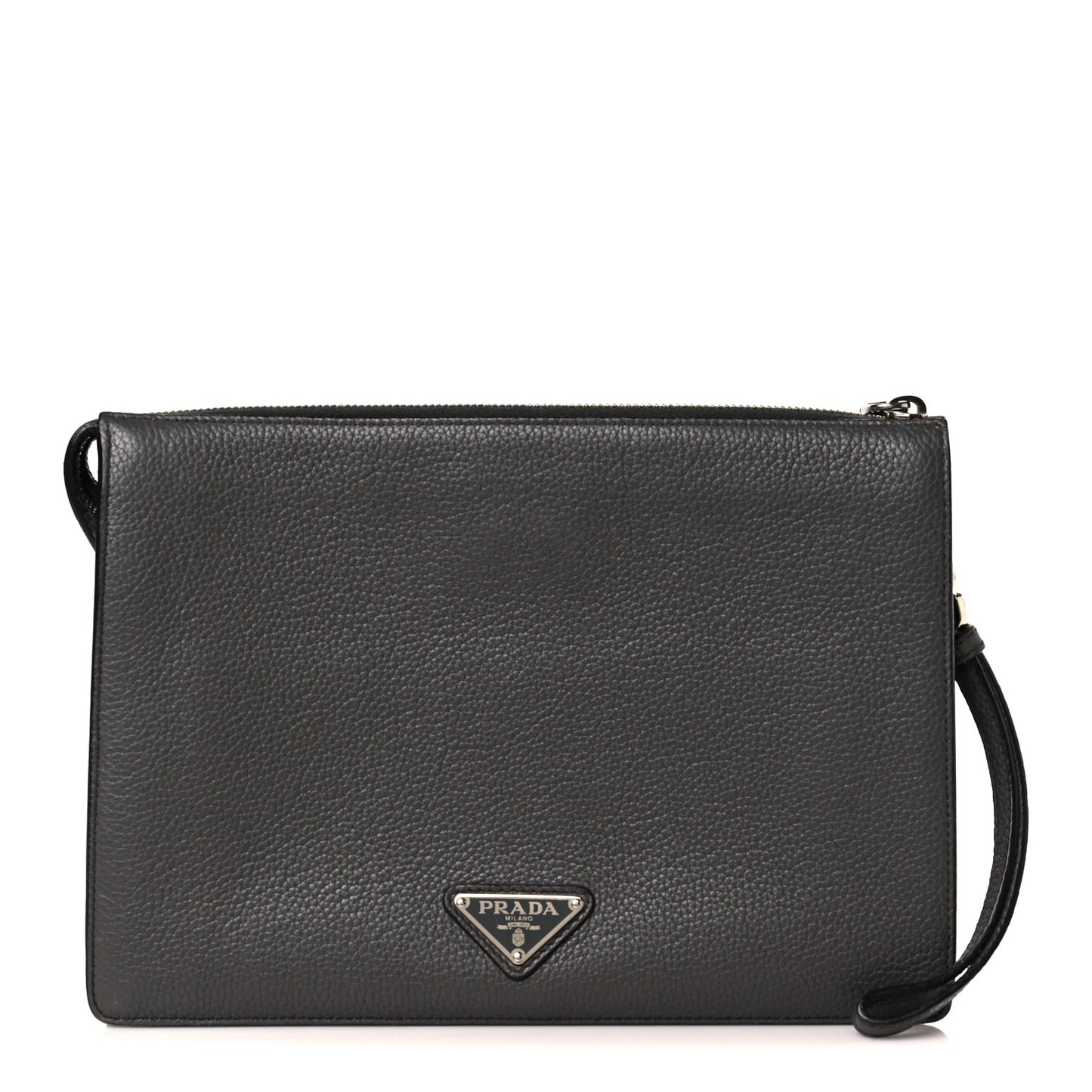 Vitello Daino Wristlet Pouch Grey