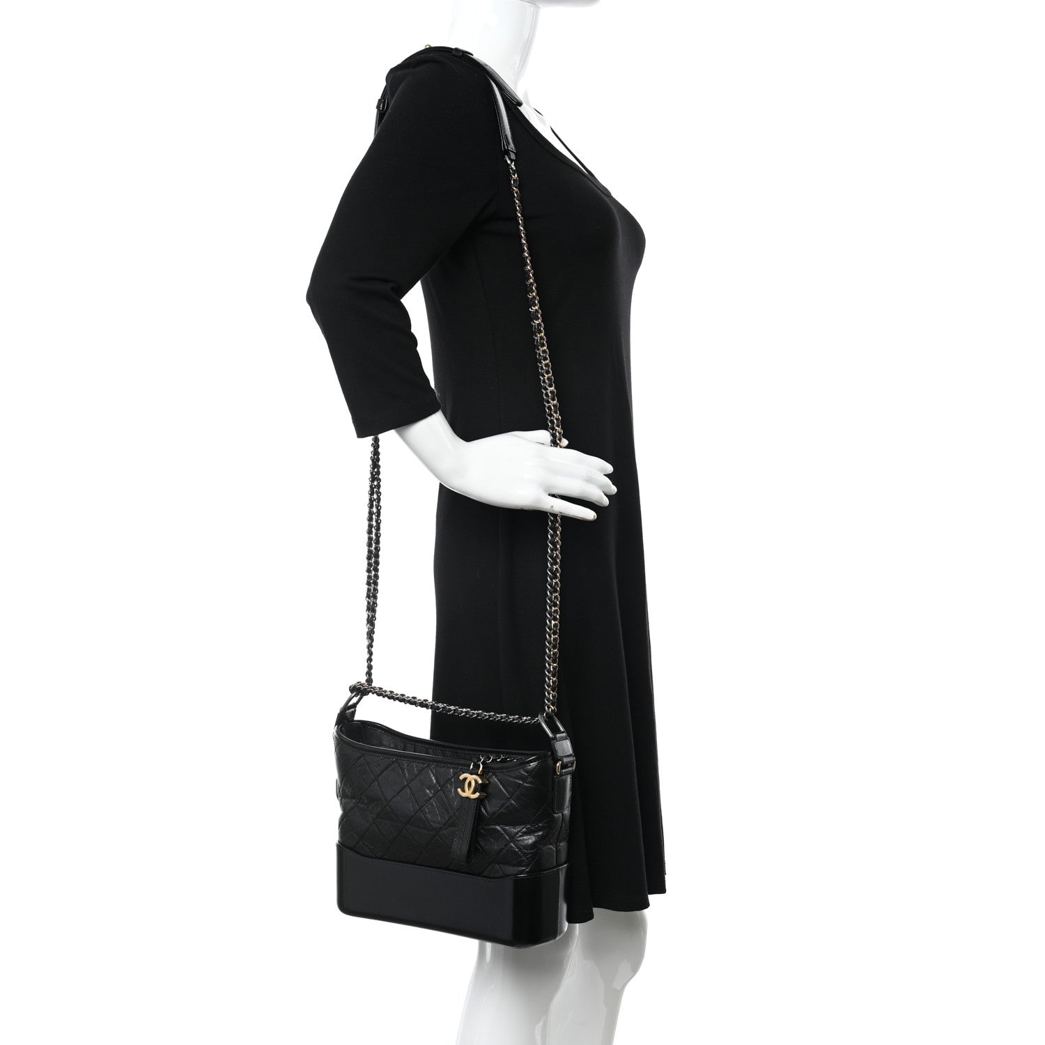Chanel Aged Calfskin Quilted New Medium Gabrielle Hobo Black 2 of 11