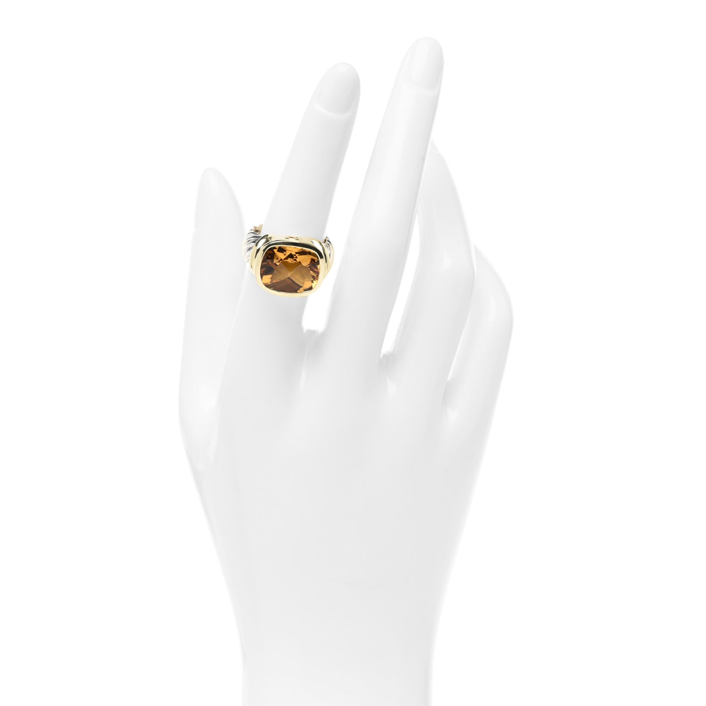 Sterling Silver 14K Yellow Gold Citrine 14mm Noblesse Ring 54 6.75
