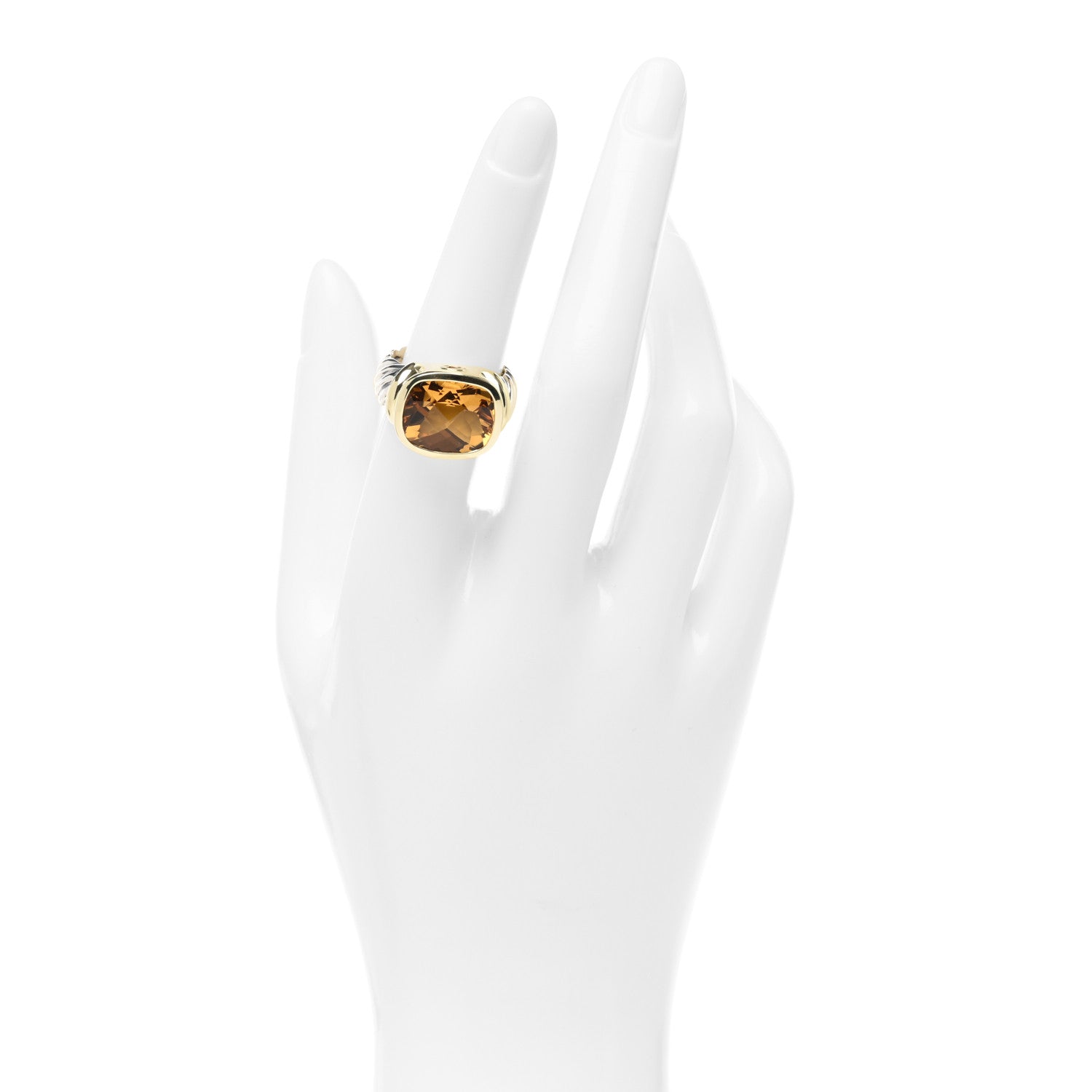 David Yurman Sterling Silver 14K Yellow Gold Citrine 14mm Noblesse Ring 54 6.75 2 of 4