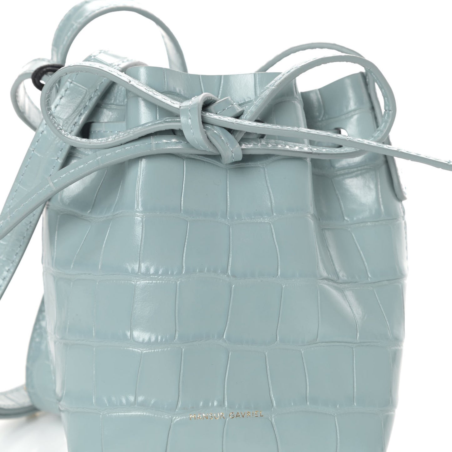 Croc Embossed Calfskin Baby Bucket Bag Light Blue