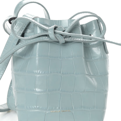 Mansur Gavriel Croc Embossed Calfskin Baby Bucket Bag Light Blue 7 of 9