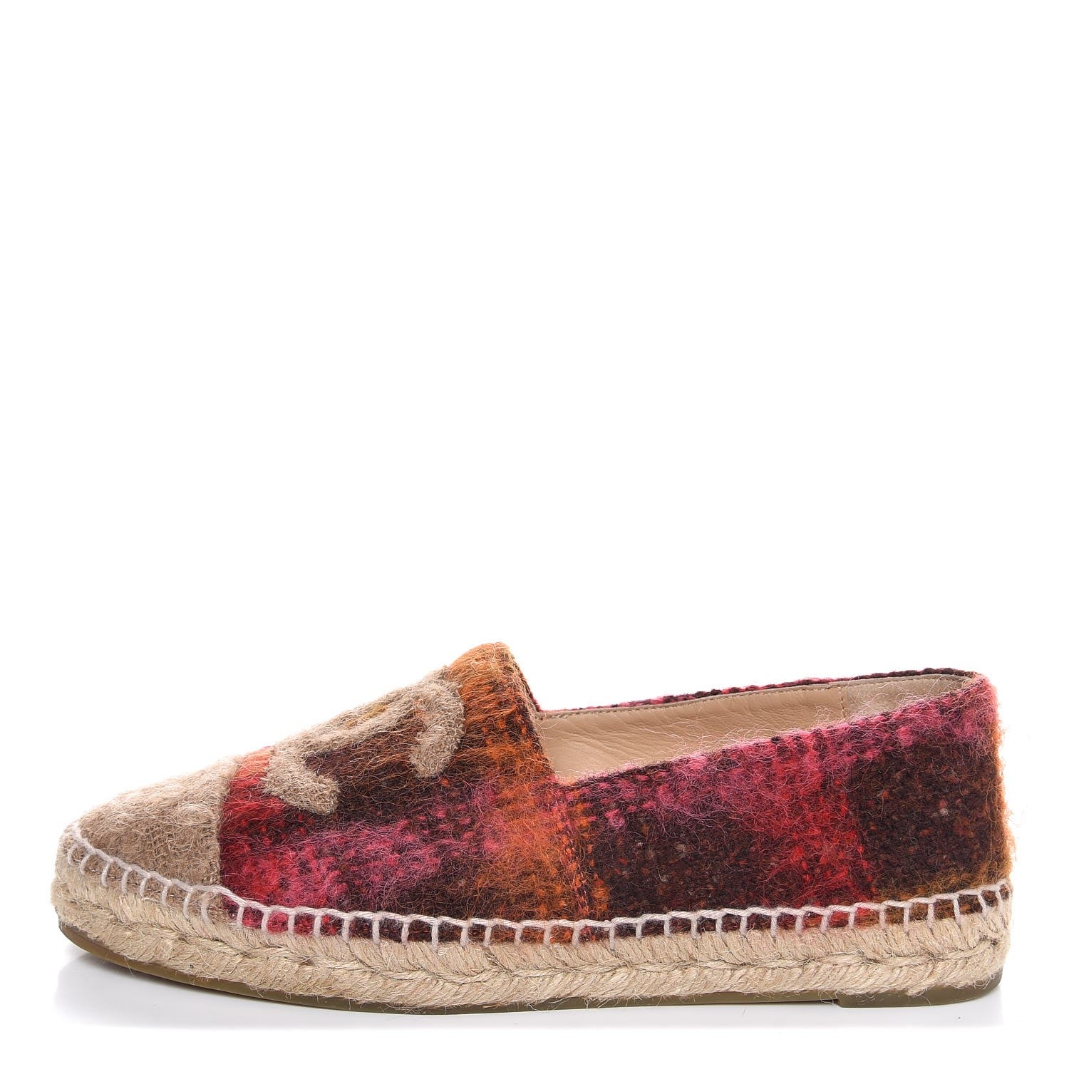 Chanel Tweed CC Espadrilles 38 Brown Pink 1 of 10