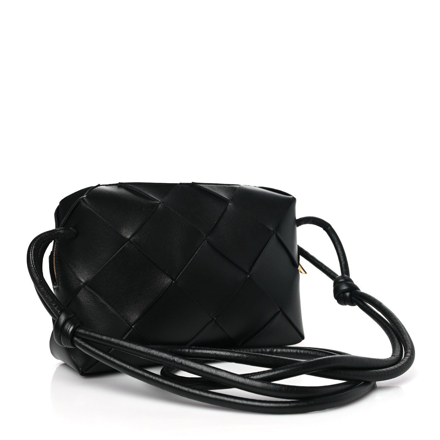 Bottega Veneta Lambskin Maxi Intrecciato Small Cassette Camera Bag Black 3 of 9