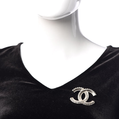 Chanel Baguette Crystal CC Brooch Silver 2 of 5