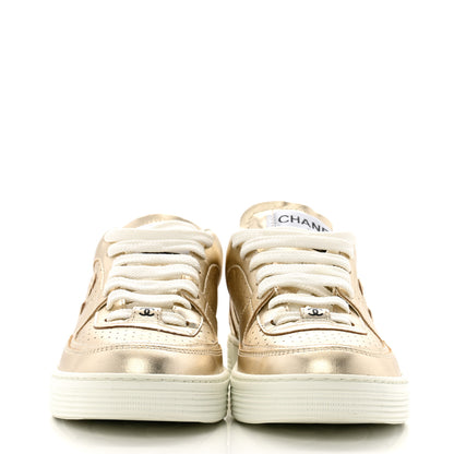Chanel Laminated Calfskin CC Womens Sneakers 36.5 Golden 3 of 12