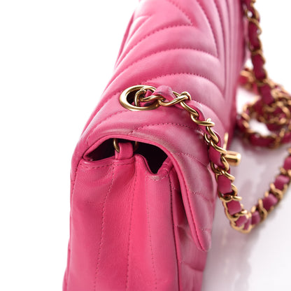 Chanel Lambskin Chevron Quilted Mini Rectangular Flap Fuchsia 11 of 19