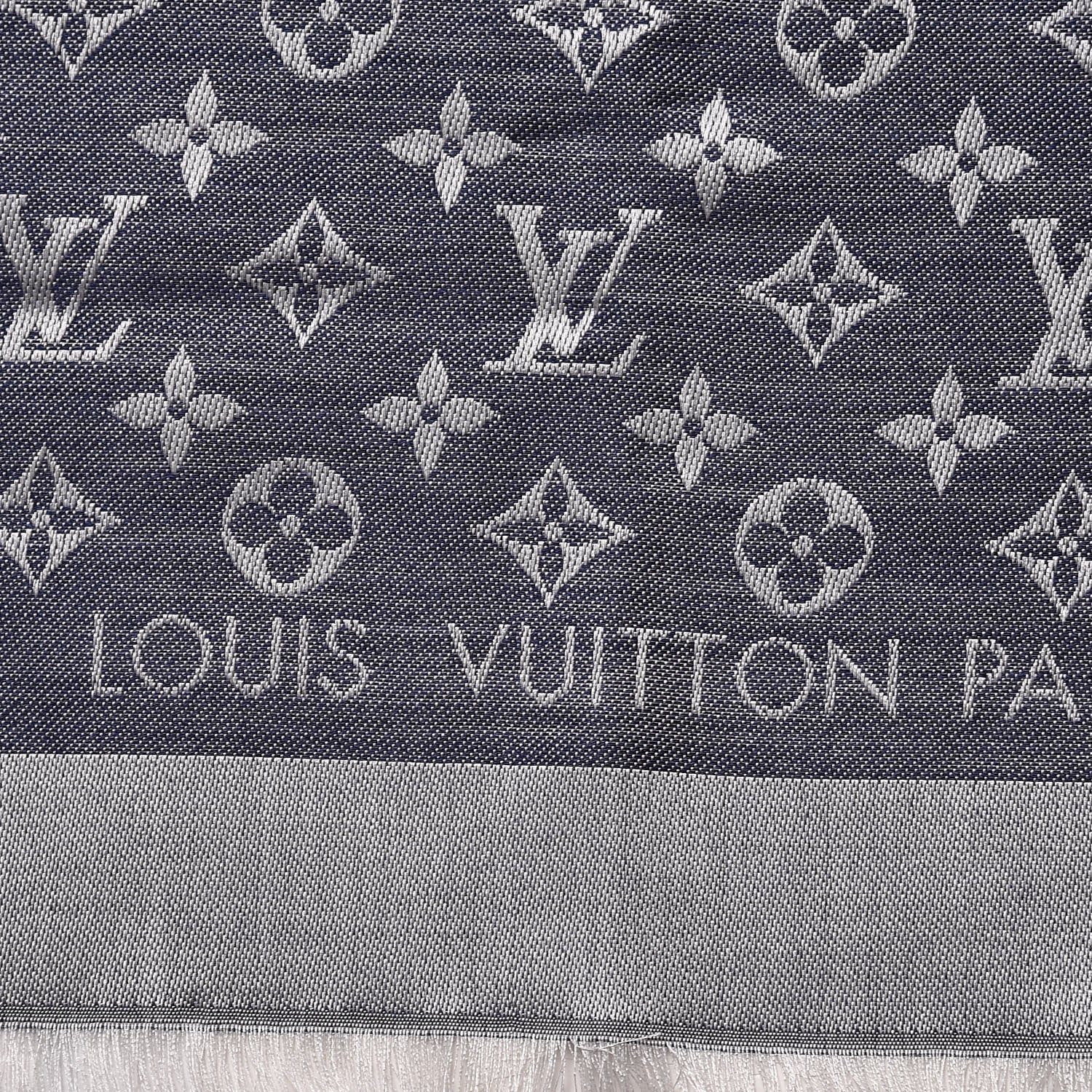 Louis Vuitton Wool Silk Monogram Denim Shawl Blue 3 of 7