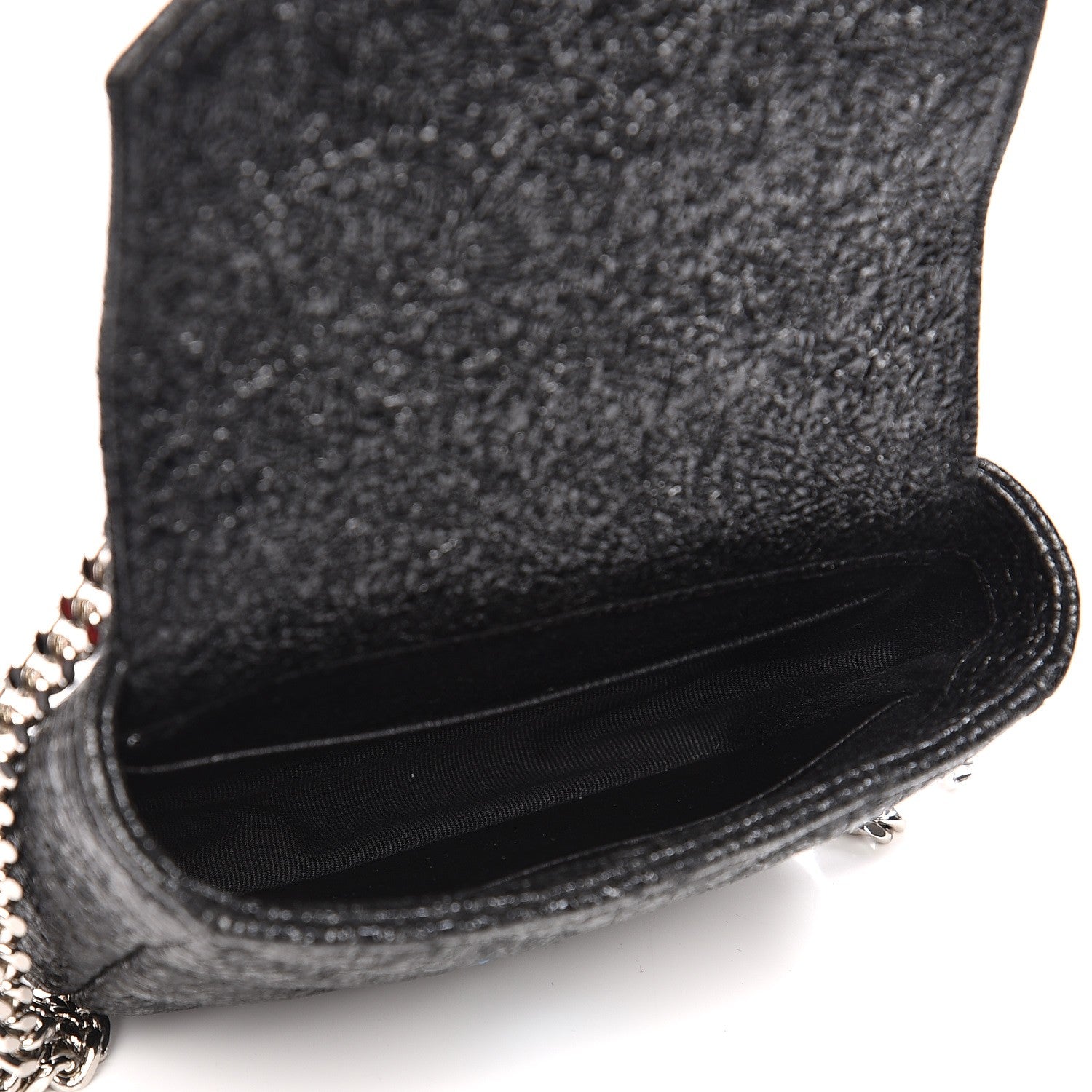Saint Laurent Metallic Crackled Calfskin Chevron Monogram Micro Crossbody Bag Black 5 of 7
