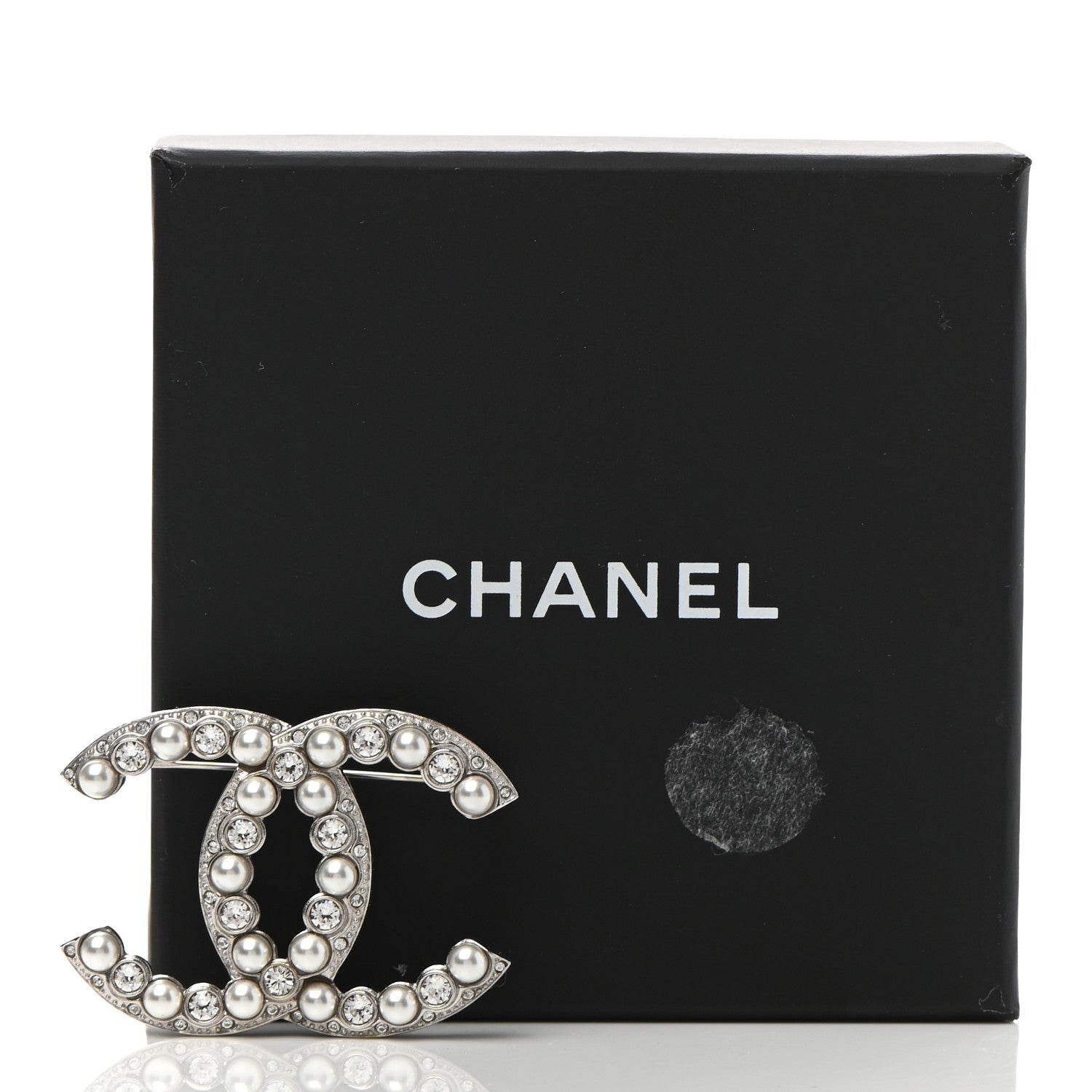 Chanel Pearl Crystal CC Brooch Silver 5 of 5
