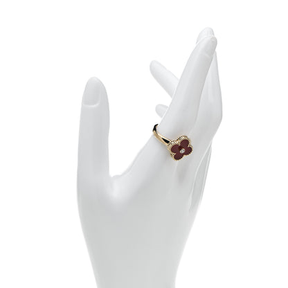 Van Cleef & Arpels 18K Yellow Gold Diamond Carnelian Vintage Alhambra Ring 59 8.75 2 of 6
