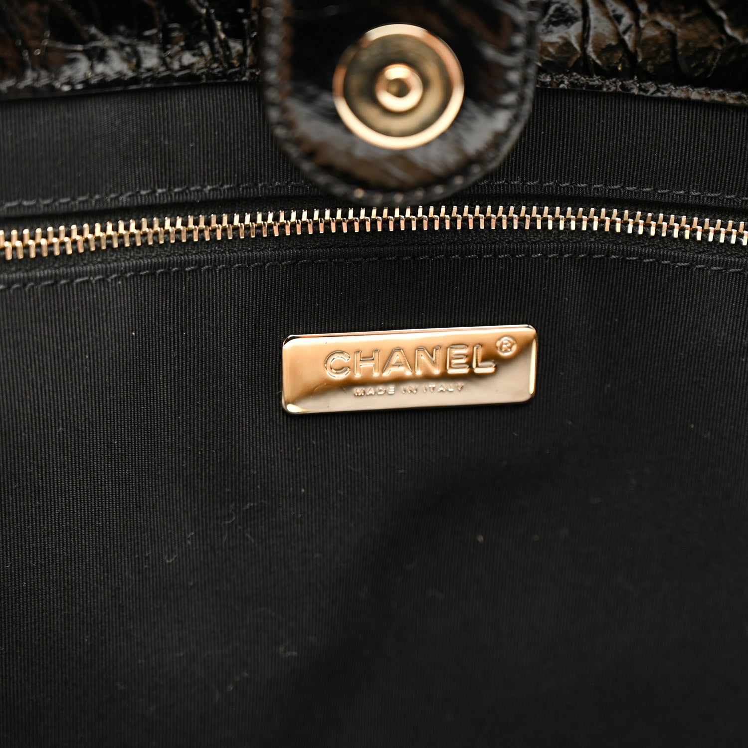Chanel Shiny Crumpled Sheepskin Shearling CC Mania Tote Bag Black Beige 6 of 11