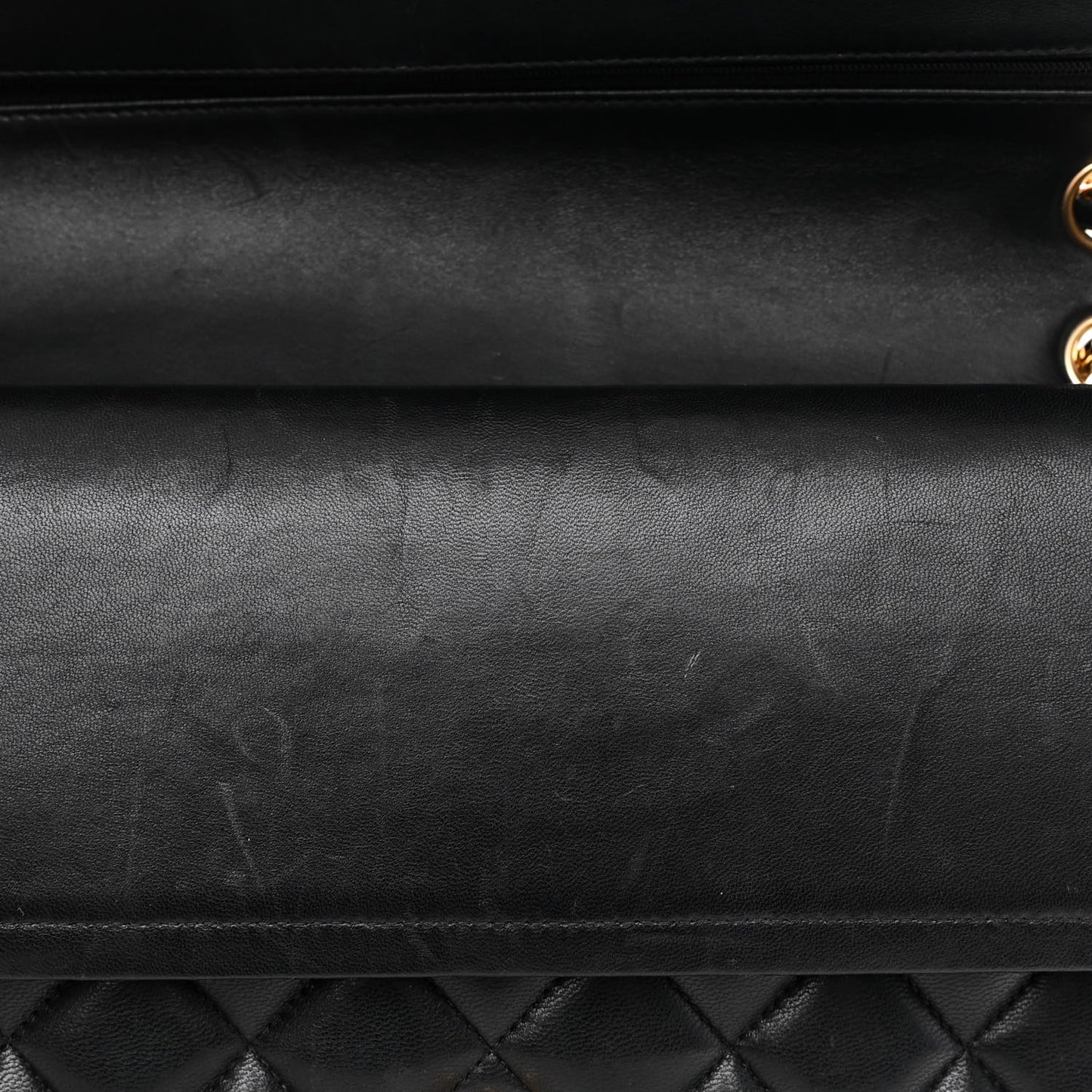 Lambskin Quilted Jumbo Double Flap Black