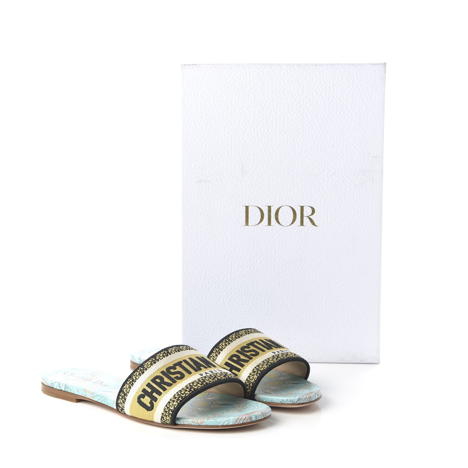 Christian Dior Canvas Embroidered Dior In Lights Dway Mules Slide Sandals 37 Multicolor 9 of 10