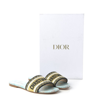 Christian Dior Canvas Embroidered Dior In Lights Dway Mules Slide Sandals 37 Multicolor 9 of 10