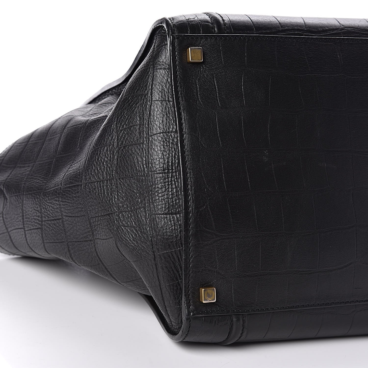 Celine Crocodile Embossed Calfskin Medium Phantom Luggage Black 6 of 11