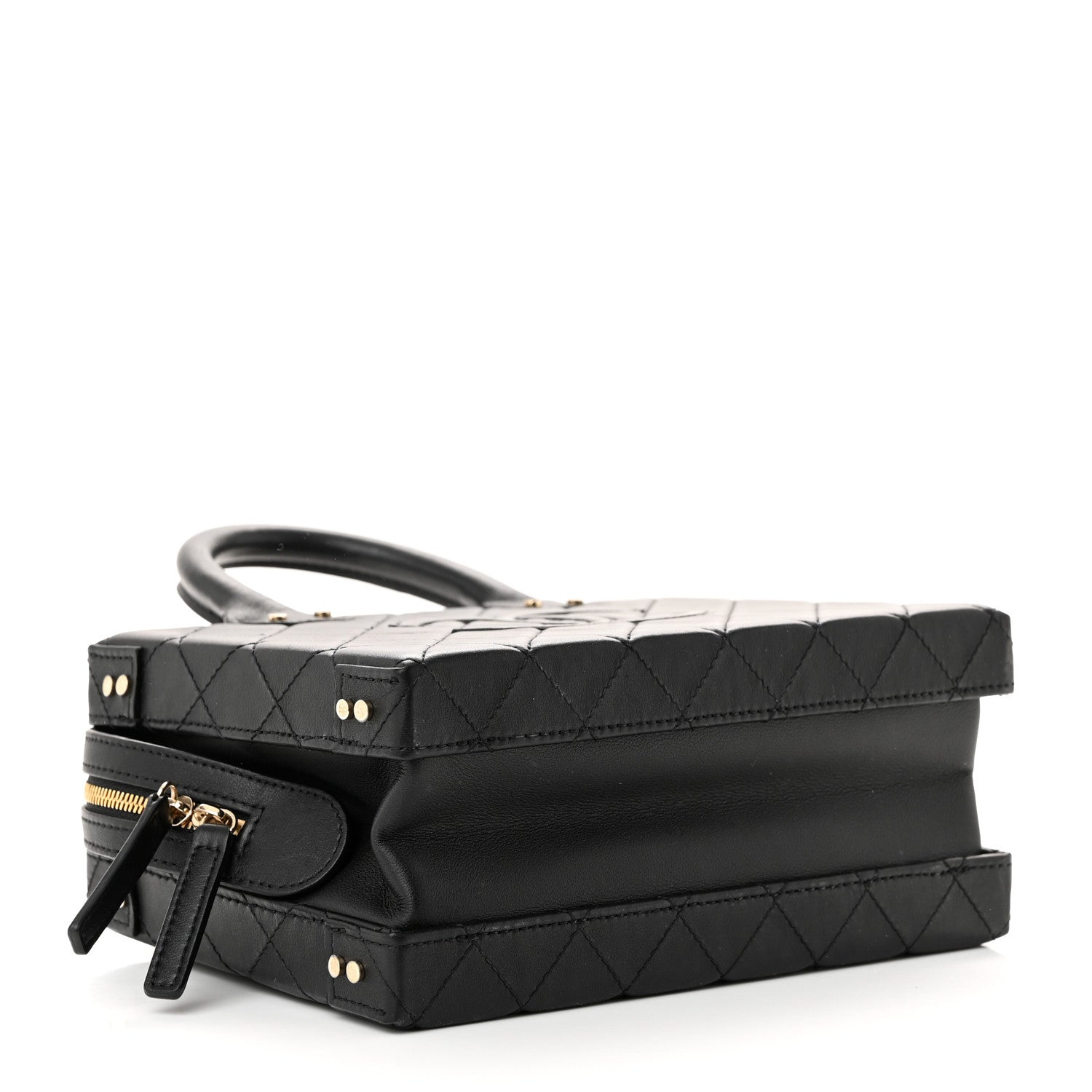 Chanel Calfskin Quilted Studded Square Vanity Case Black 4 of 10