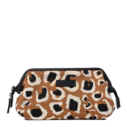 Gucci Canvas Leopard Print Cosmetic Pouch Tobacco 1 of 4