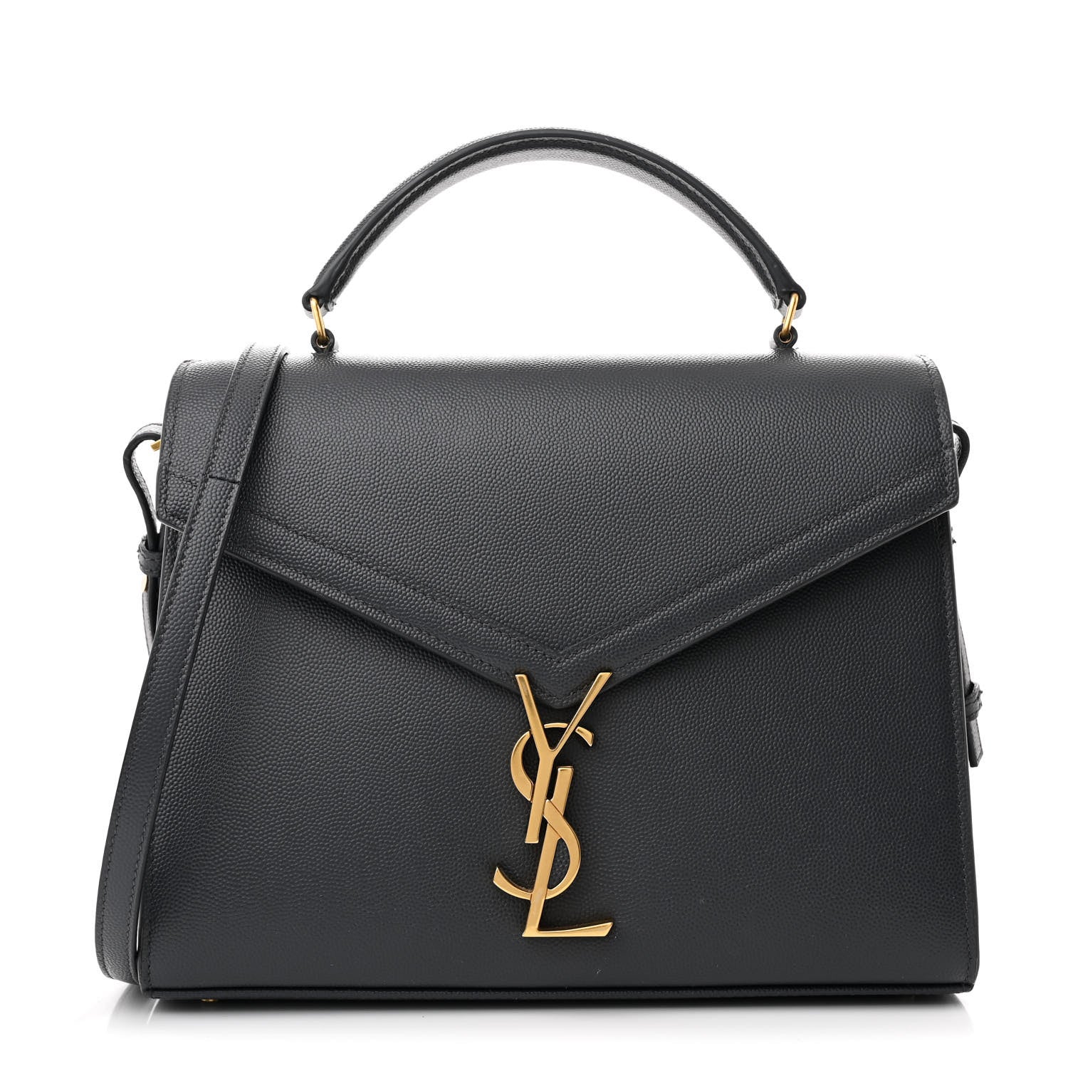 Saint Laurent Grain de Poudre Medium Classic Monogram Cassandra Top Handle Dark Smog 1 of 11