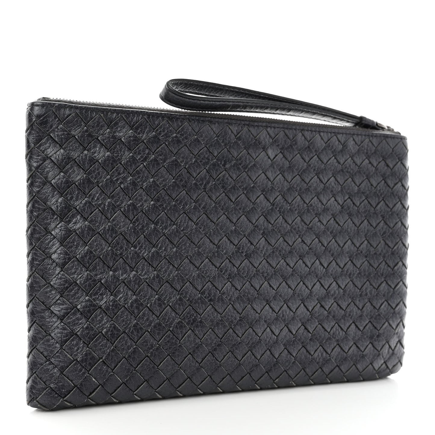 Cervo Intrecciato Wristlet Zip Pouch Black