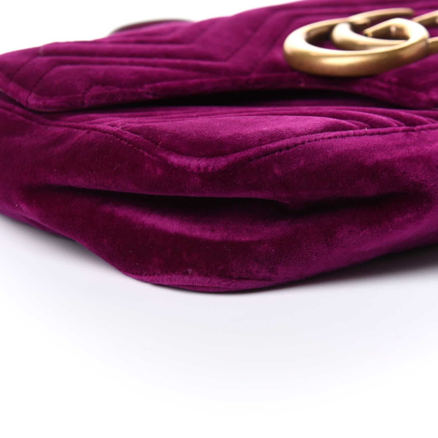 Gucci Velvet Matelasse Medium GG Marmont Shoulder Bag Fuchsia Violet Cyclamen 5 of 11