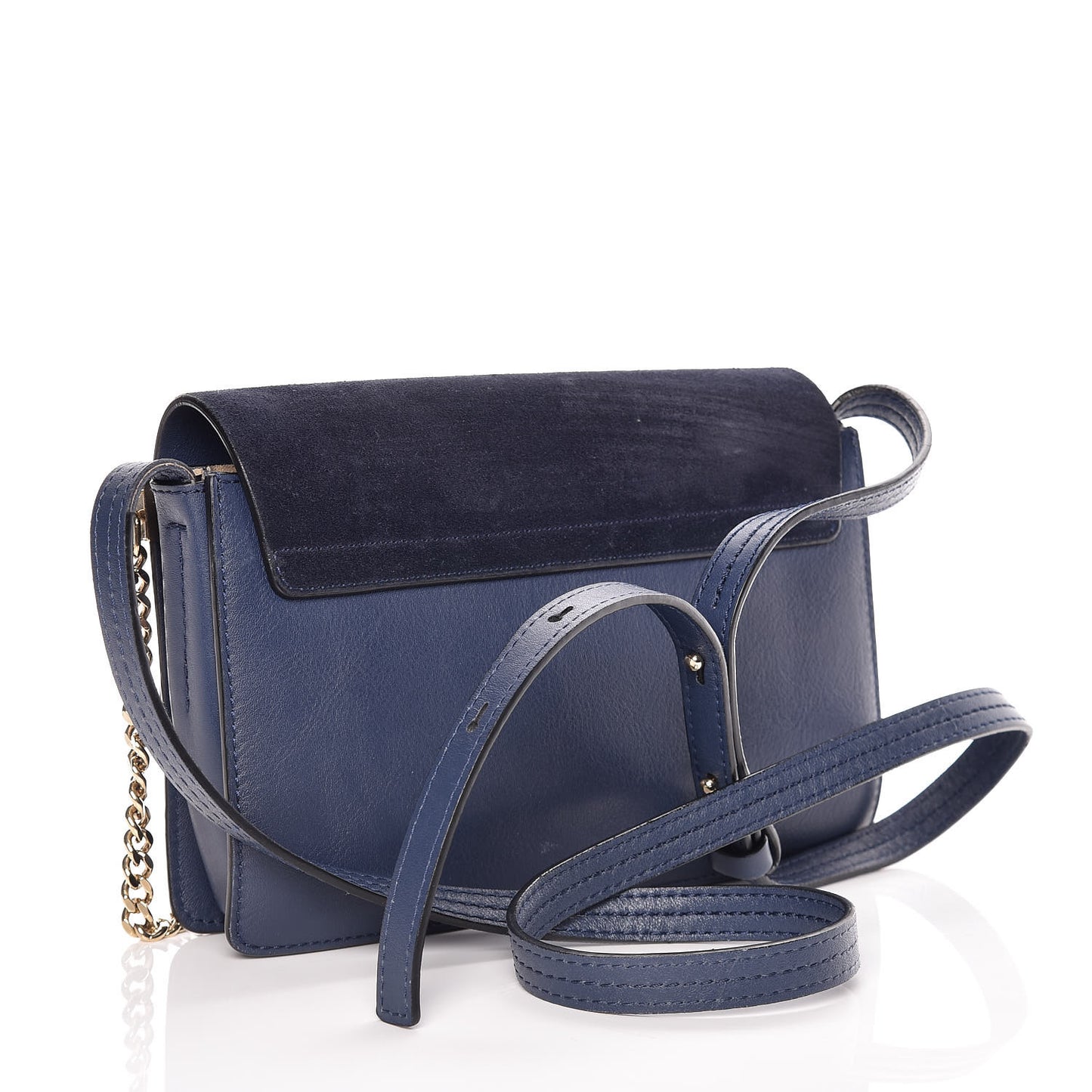 Suede Calfskin Small Faye Shoulder Bag Denim Blue