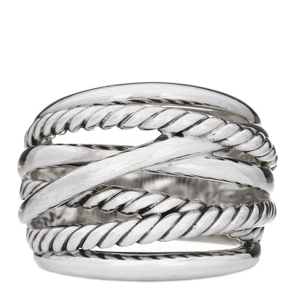 David Yurman Sterling Silver 18mm Wide Crossover Cable Ring 52 6 1 of 4