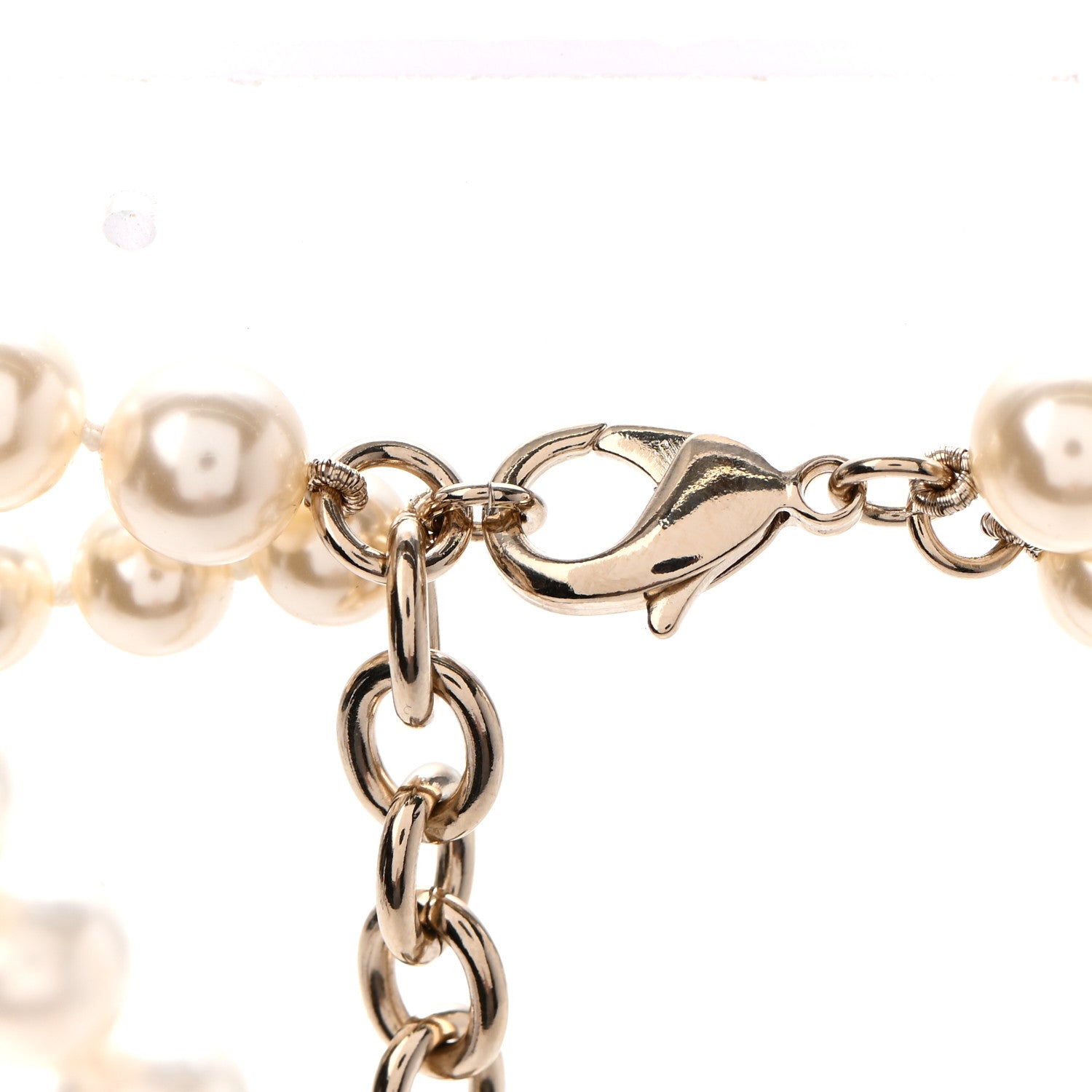 Chanel Pearl Crystal CC Airpods Necklace Gold 4 of 5